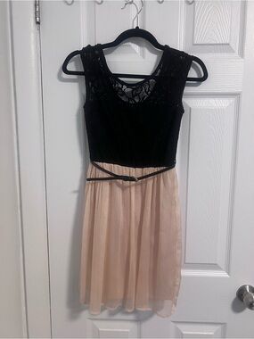 Dynamite Black Lace Top Blush Pink Skirt Mini Dress